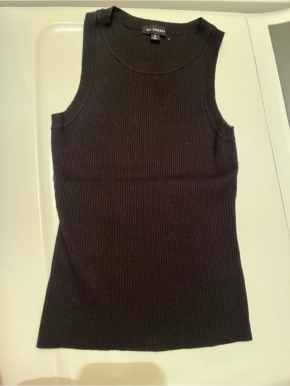 Black Ribbed Sleeveless Tank